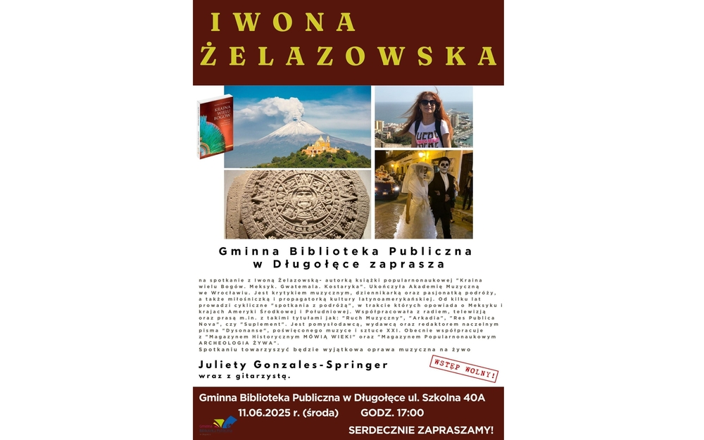 plakat prezentujący autorkę spotkania iwonę żelazowską