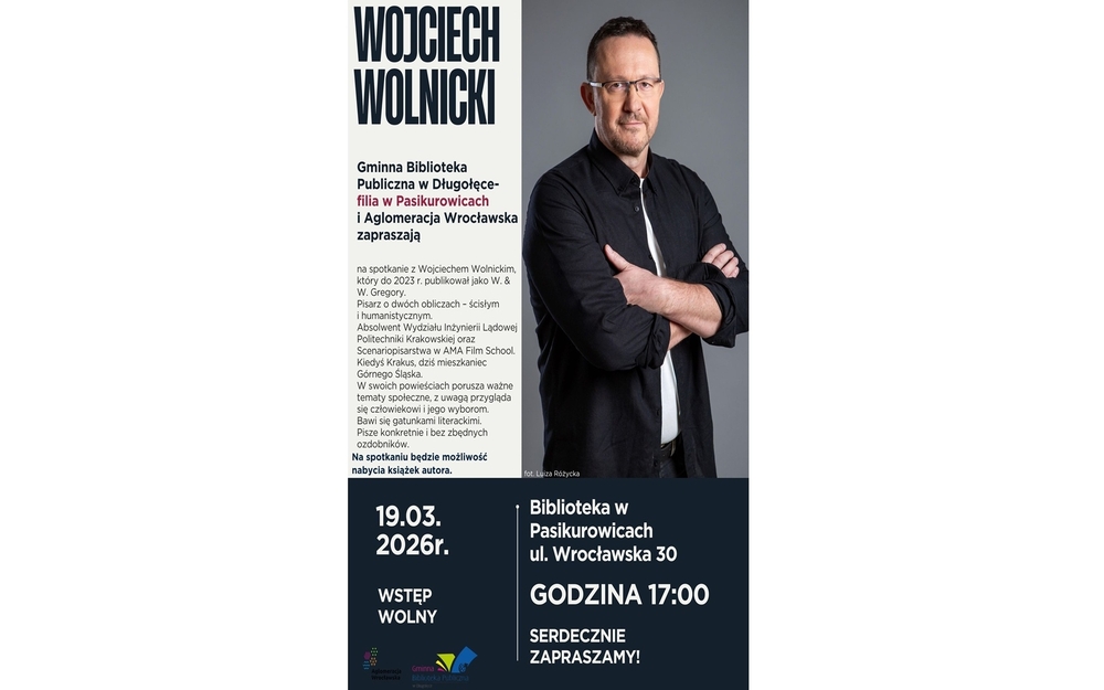 plakat zapraszający na spotkanie z wojciechem wolnickim
