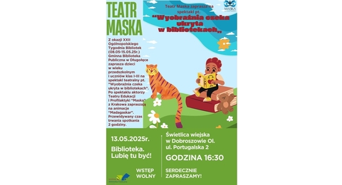 Plakat zapraszający na spotlkanie z Teatrem maska
