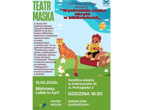 Plakat zapraszający na spotlkanie z Teatrem maska