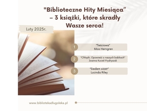 plakat przedstawiający najczęściej wybierane książki w miesiącu lutym 2025