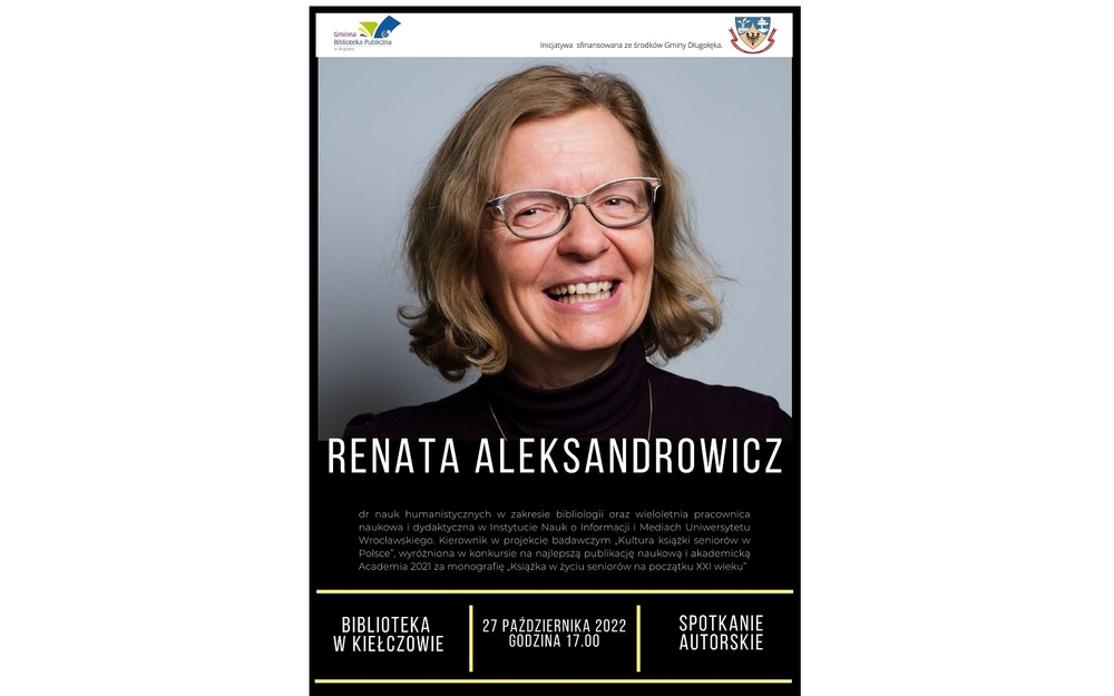 Renata Aleksandrowicz plakat zapraszający na spotkanie