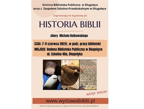 plakat informujący o wystawie historia biblii