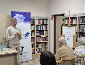 Przemysław Pawelec na spotkaniu w Dobroszowie